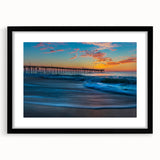 Colorful abstract art print of Cape Hatteras with textured design in vibrant hues on a large framed canvas.