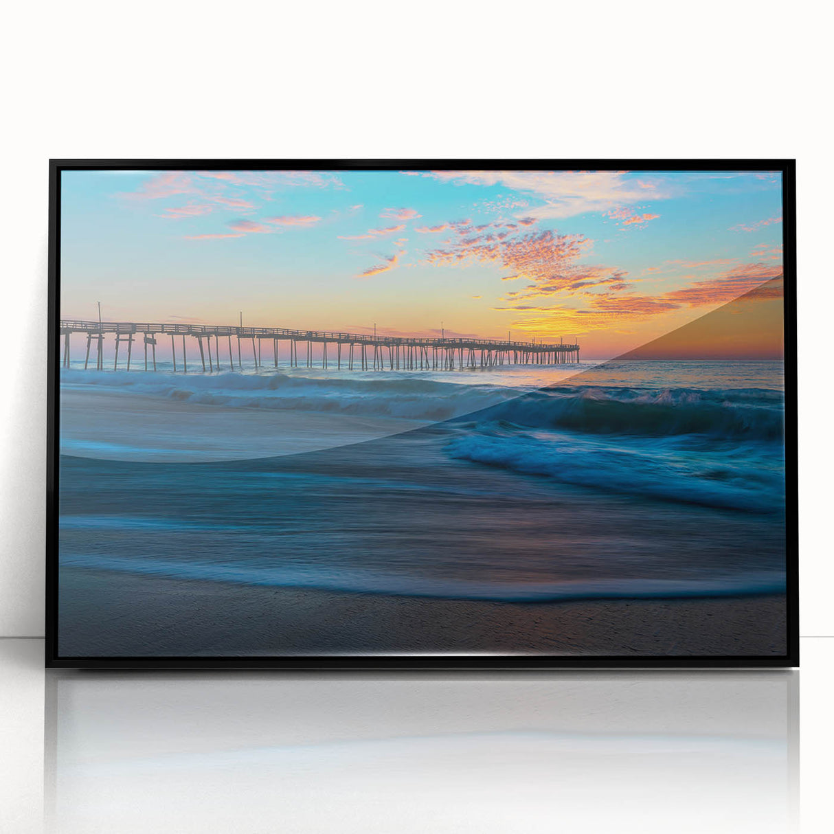 Large abstract wall art of Cape Hatteras in muted earth tones on a framed acrylic, suitable for modern living room decor.