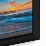 Black wall art featuring textured Cape Hatteras scenery in vibrant colors on a framed canvas, ideal for living room decor.
