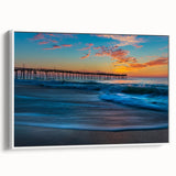 Vintage poster art of Cape Hatteras with vibrant colors on a large framed canvas, ideal for living room decor.