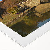 Art deco poster of Charlotte skyline in muted gray and blue tones on rolled canvas, ideal for dining room wall art.