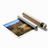 Extra large rolled print of Charlotte, North Carolina skyline in muted colors, ideal for classy bathroom wall art.