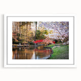 Abstract art print of Durham, North Carolina in muted blue and gray tones on a framed white canvas.