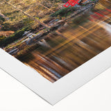 Art deco poster featuring the Durham, North Carolina skyline in muted earth tones on rolled canvas.