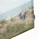Large abstract wall art depicting the Outer Banks, North Carolina, in mid-century modernist style on acrylic glass.