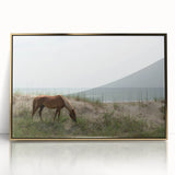 Framed acrylic print of Outer Banks, North Carolina scenery in mid-century modernist style.