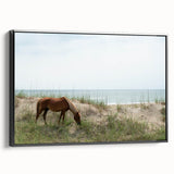 Black and white landscape art of the Outer Banks on framed canvas, suitable for bedroom decor.