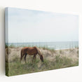 Large stretched canvas of the Outer Banks in North Carolina, featuring soft blue and sandy hues, ideal for kitchen wall art.
