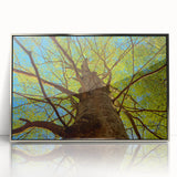 Mid-century modernist art of Raleigh skyline in silver frame, acrylic print, suitable for modern art wall décor.