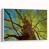 Vintage poster art of Raleigh, North Carolina in colorful hues on a large framed canvas, ideal for living room decor.