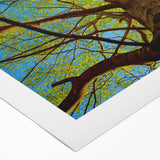 Art deco poster of Raleigh skyline in muted gold and blue tones on rolled canvas, suitable for dining room decor.