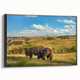 Black and white landscape art of North Dakota on framed canvas, ideal for bedroom wall decor.