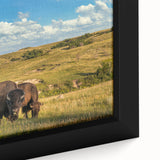 Textured black wall art featuring a North Dakota landscape on a framed canvas, ideal for living room decor.