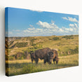 Large art print on stretched canvas depicting a serene North Dakota landscape in muted earth tones.