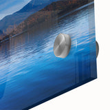 Large abstract depiction of Adirondacks in muted earth tones on acrylic glass, suitable for dining room art.