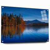 Acrylic print of the Adirondacks in muted earth tones, ideal for dining room or bedroom decor.