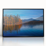 Large abstract wall art depicting the Adirondacks in muted earth tones on a framed acrylic print.