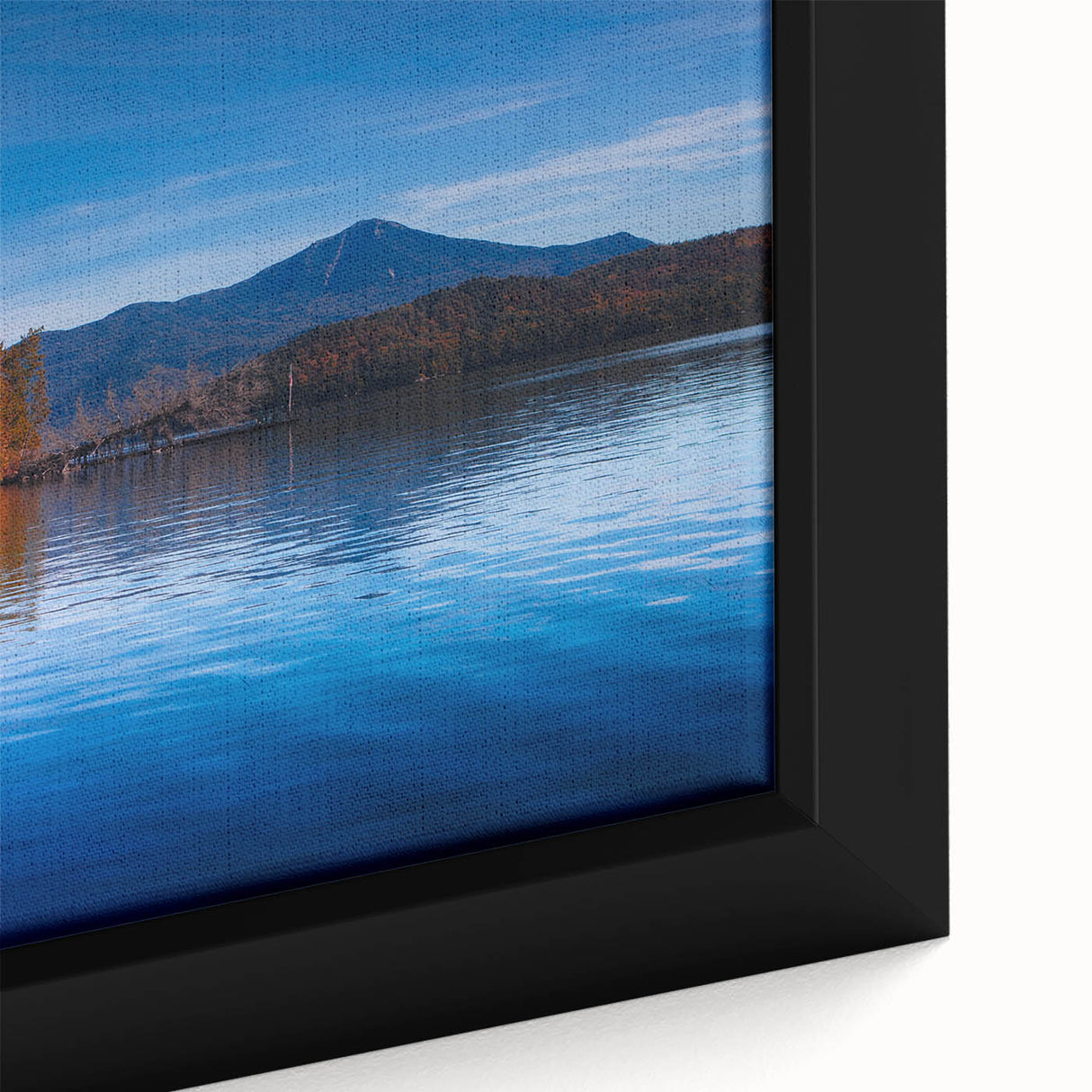 Extra large framed canvas featuring a textured depiction of the Adirondacks in black with colorful accents.