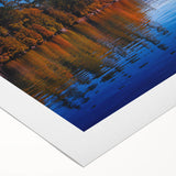 Art deco poster of Adirondack scenery in muted earth tones on rolled canvas, suitable for dining room wall art.