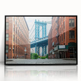 Large abstract wall art of a Long Island scenery in muted earth tones, framed in black acrylic.