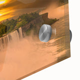 Acrylic print of a large abstract depiction of Niagara Falls in mid-century modernist style, suited for dining room art.