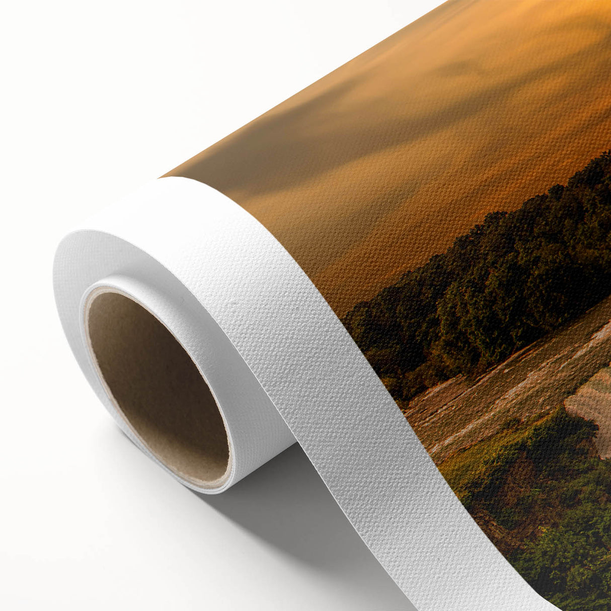 Art Deco style poster of Niagara Falls in muted blue and green tones on rolled canvas, suitable as nursery wall art.