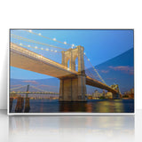 Acrylic print of the Brooklyn Bridge in art deco style, featuring muted gray tones, ideal for modern art wall decor.