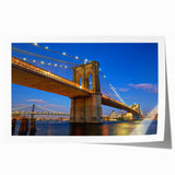 Rolled print of Brooklyn Bridge with soft pastel skyline, ideal for art wall dining room.