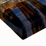 Black and white landscape art painting of Brooklyn Bridge on stretched canvas, suitable for bedroom wall art.