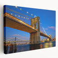 Side view of a stretched canvas featuring the Brooklyn Bridge in grayscale tones, suitable for kitchen wall art.