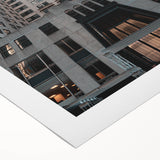 Art deco poster of the Chrysler Building in monochrome tones on rolled canvas, suitable for dining room wall art.