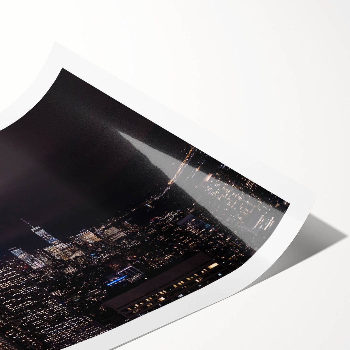 Extra large wall art featuring line art flowers over a muted New York Empire State Building backdrop.
