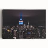 Black and white print of NYC's Empire State Building on large canvas, ideal for kitchen wall art.
