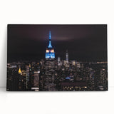 Black and white image of the Empire State Building on stretched canvas, suitable as large kitchen or bedroom wall art.