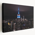 Empire State Building in grayscale on stretched canvas, suitable for kitchen wall art.