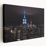 Empire State Building in grayscale on stretched canvas, suitable for kitchen wall art.