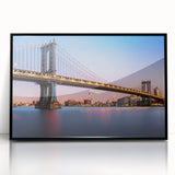Large abstract wall art of Manhattan Bridge in muted gray tones on framed acrylic, suitable for modern decor.