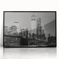 Large abstract wall art of Manhattan skyline in muted gray tones on a framed acrylic, ideal for modern living room decor.