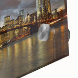 Acrylic print of the Statue of Liberty in muted green and blue tones.