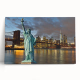 Black and white stretched canvas of the Statue of Liberty, ideal for kitchen wall art or bedroom ambiance.