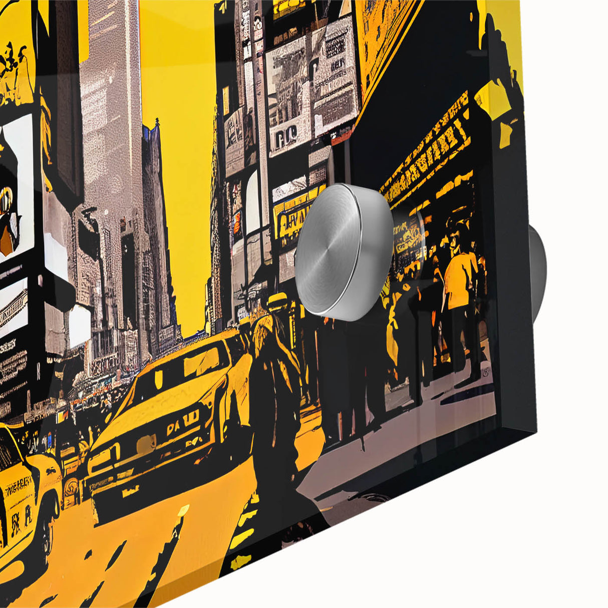 Acrylic print of New York City's Times Square in vibrant colors, ideal for modern bedroom or dining room decor.