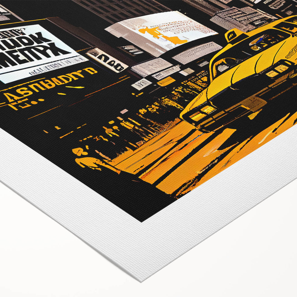 Art deco poster of Times Square with vibrant colors on rolled canvas, suitable for dining room wall art.