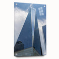 Acrylic print of New York City skyline in muted gray tones, ideal for modern dining room decor.