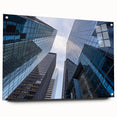 Acrylic print of New York City's Wall Street in muted grayscale tones, suitable for office or dining room decor.