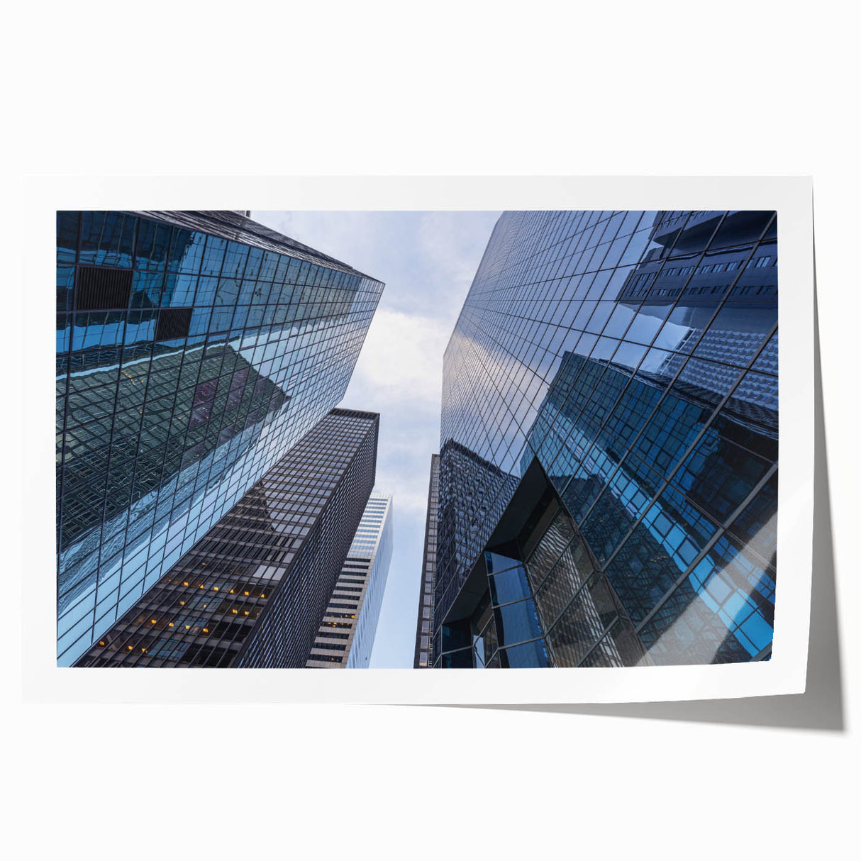 Extra large rolled print of Wall Street with muted gray and blue tones, ideal for art wall dining room.