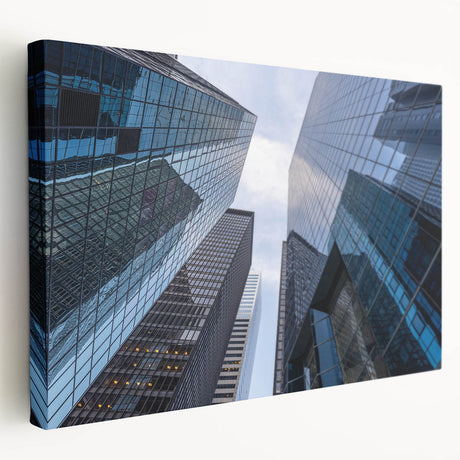 Wall Street scene in muted urban colors on a large stretched canvas, suitable for kitchen wall art.