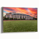 Framed canvas of a vintage-style New York City landscape painting, featuring colorful art on a black background.