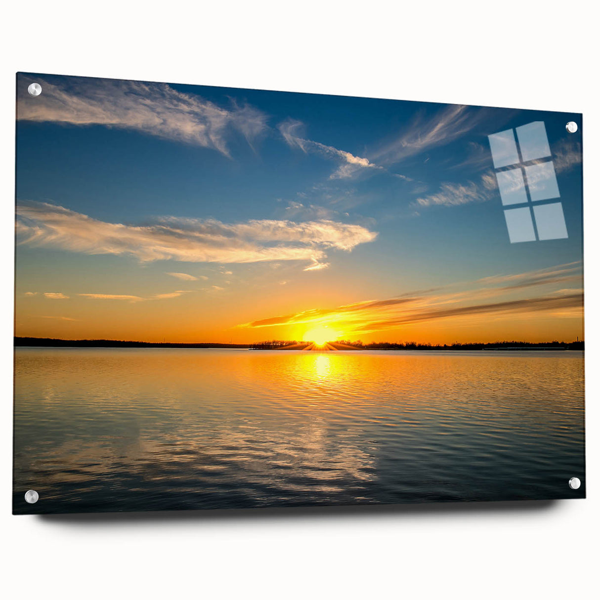 Acrylic print of a large abstract wall art depicting the Oklahoma skyline in muted earth tones.