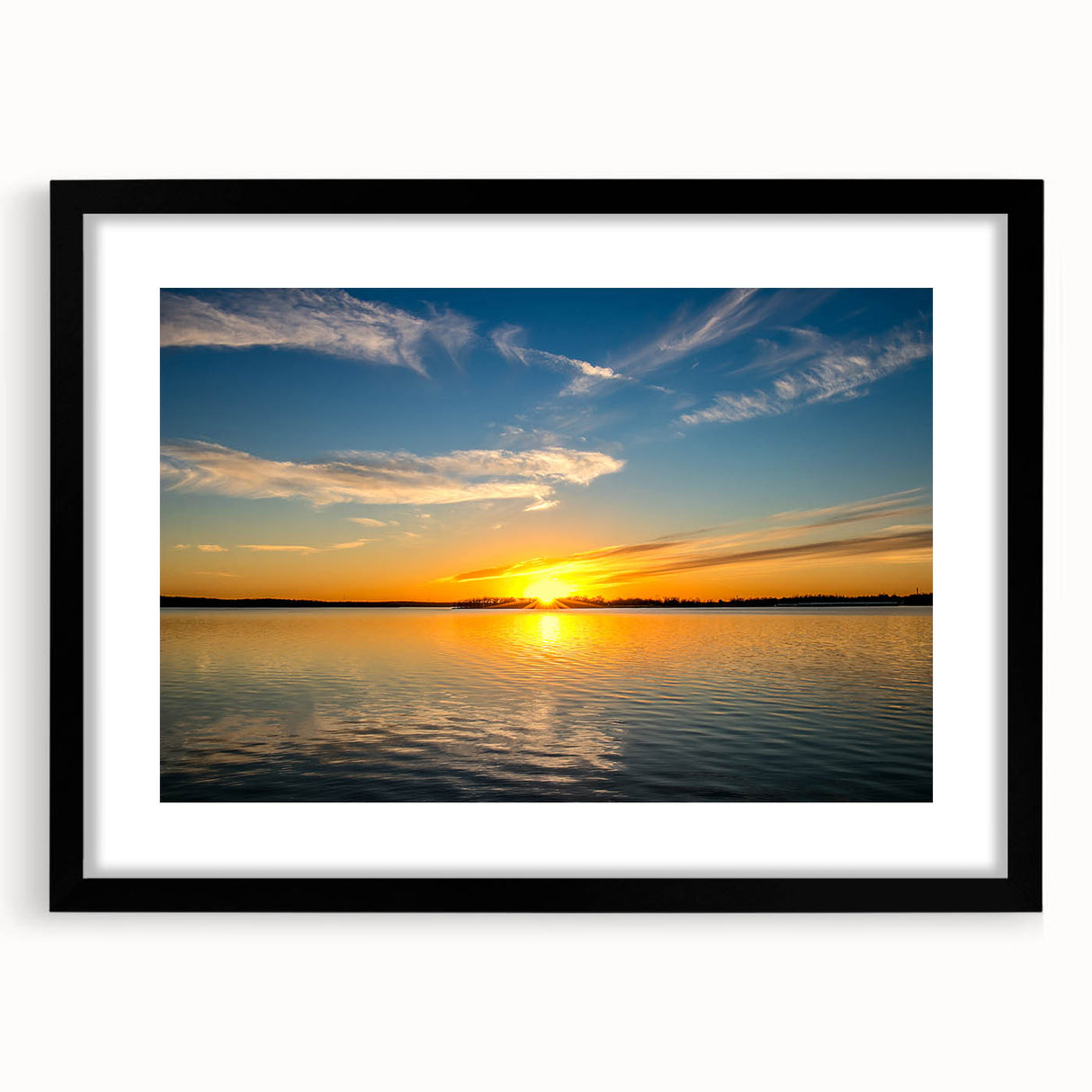 Extra large abstract art print depicting vibrant, colorful Oklahoma scenery on a textured canvas, framed in black.