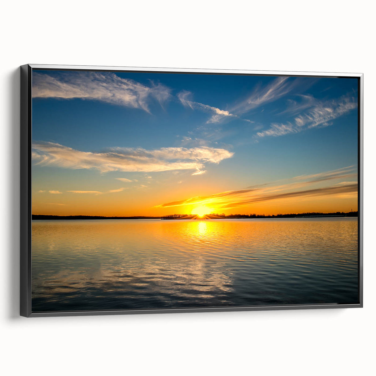Black and white framed canvas depicting an Oklahoma landscape, ideal for bedroom wall decor.